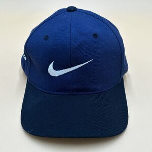 Vintage Nike Snapback Hat Baseball Cap Swoosh Logo Blue White Wool Taiwan